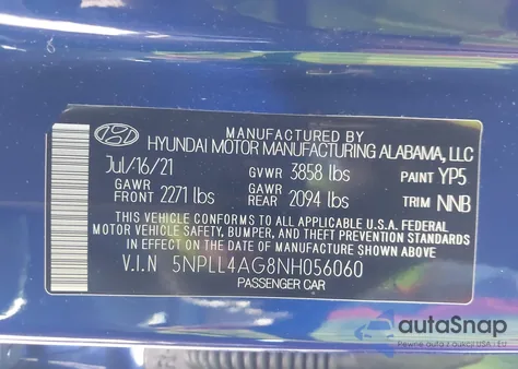 2022 Hyundai Elantra Se z USA, uszkodzony, nr VIN 5NPLL4AG8NH056060